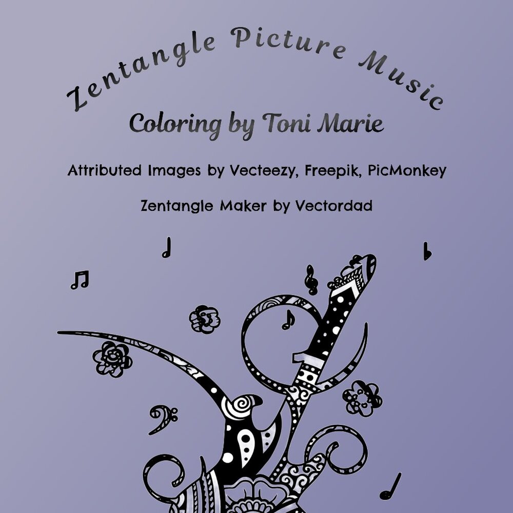 Zentangled Picture Music Coloring Book (25 Images)